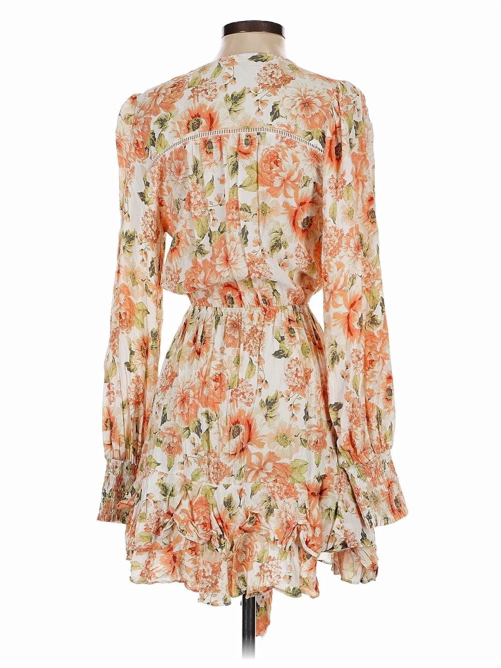 Anthropologie Kivari Everly Peach Floral Tie-Front Mini Dress 4 - Picture 7 of 11